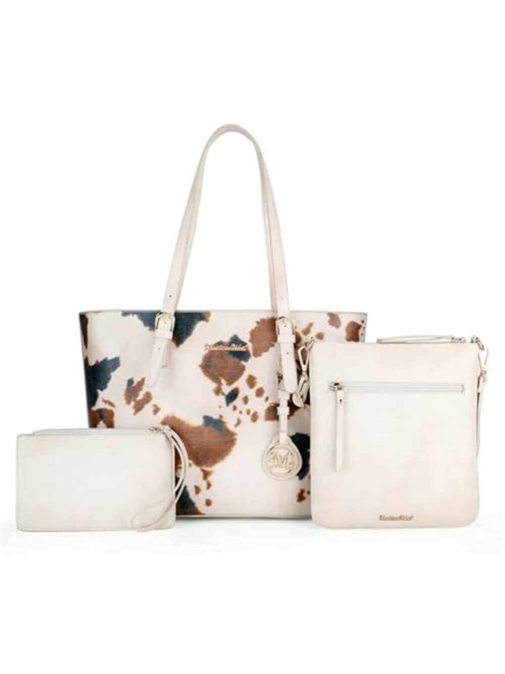 Cow Print Handbag Set Tote Purse Crossbody Wallet Western 3 Piece Bag Set